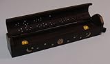 Wooden Coffin Incense Burner - Black Sun and Moon 12