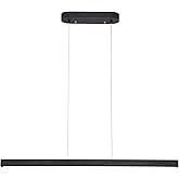 QJCMUUYI 47" Black Linear Pendant Light Wooden Led Linear Pendant Light Fixtures Ceiling Hanging Dimmable Pendant Lights for 