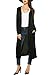Meaneor Women's Long Sleeve Waterfall Hoodies Open Front Maxi Cardigan Sweater Black XXL