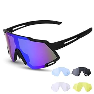 GARDOM Gepolariseerde Sportzonnebril voor Mannen Vrouwen, Anti-UV Anti-blauw Licht Fietsbril met 5 Verwisselbare…