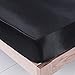 LITHER Queen Size Satin Sheets Set Black, Deep Pockets Fitted Sheet, Silky and Breathable Luxury Bed Sets