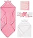 Simple Joys by Carter's Baby Girls' 8-Piece Towel and Washcloth Set, Pink/White, One Size primary