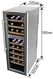 HOMEIMAGE DUAL-ZONE Thermal Electric Wine Cooler with Stainless Steel Door & Wooden Rack for 27 Bottles - HI-27SS