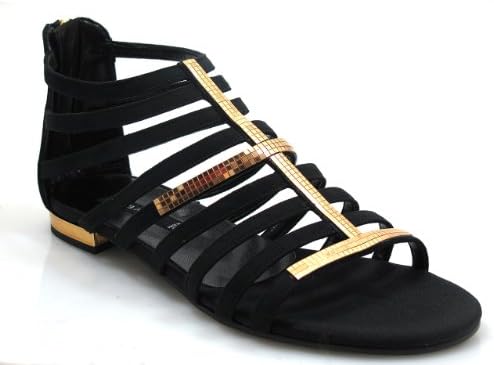 3084 Women's Flat Dressy Strappy glittered Sandal Size 42