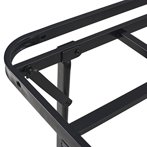 HOMUS No Assembly Required Platform Bed Frame/16 Inch High Heavy Duty/Strong Smart Bed Base/Mattress Foundation/Black/Twin XL