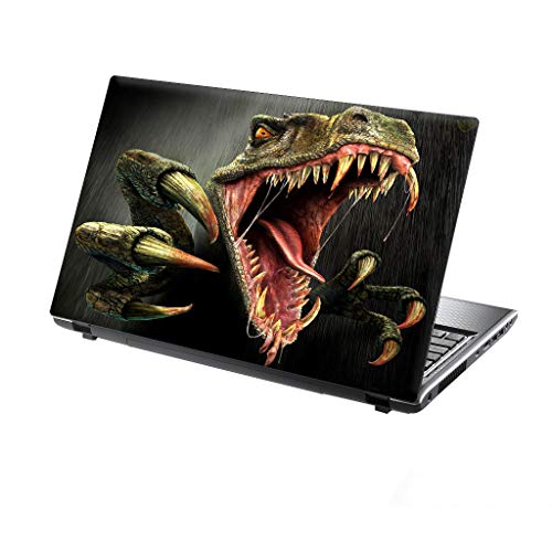 TaylorHe 15.6 inch 15 inch Laptop Skin Vinyl Decal with Colorful Patterns and Leather Effect Laminate MADE IN BRITAIN dinosaur
