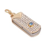 HDE 8GB Aquamarine Gem Crystal Encrusted Bling Iced Out Gold High Speed USB Flash Thumb Drive Memory Stick