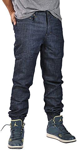 Dirty Robbers Men's Chino Zip Fly Cuff Button Denim Jogger (32,Navy Denim)