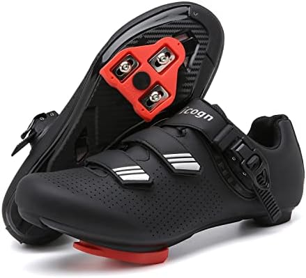 Kescoo 自転車シューズ 黒/赤 ベルクロ 値下げ Amazon.com | KESCOO Mens Mountain Bike Shoes with 2-Bolts SPD