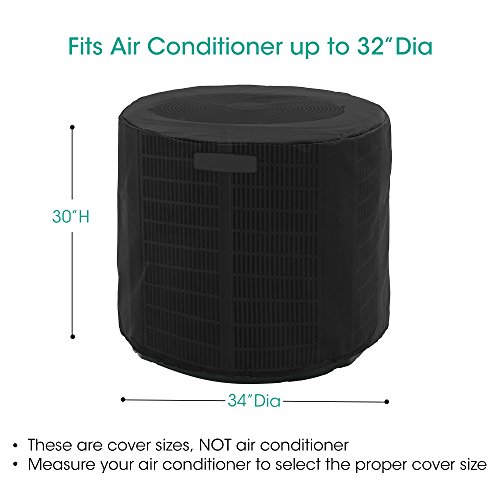 SunPatio Patio Air Conditioner Cover, Outdoor Round Window AC Unit Cover 34" Dia x 30" H, Heavy Duty and Weatherproof, Black