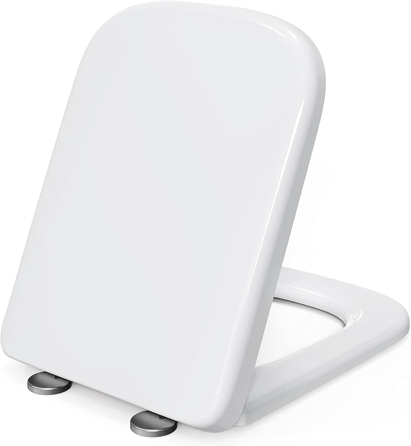 Pipishell Square Toilet Seat Soft Close Quick Release Heavy Duty UF White