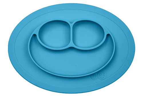 ezpz Mini Mat - One-piece silicone placemat + plate (Blue), One Size