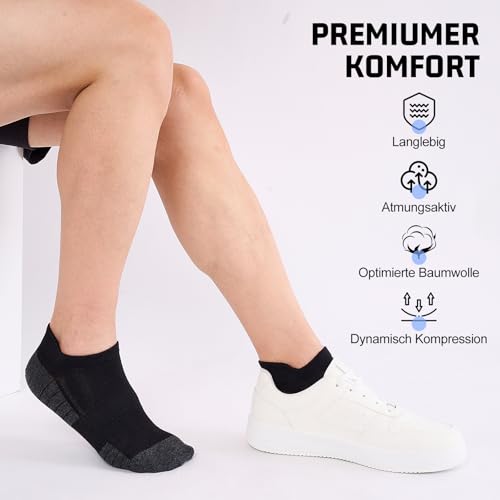 Effeet Trainer Socks Men Women 10/20 Pairs Breathable Cotton Sports Socks Short Half Socks Running Socks Black White Grey 43-46 39-42 47-50 35-38