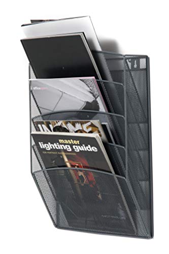 Klickpick Office 10 Sections Wall Hanging Files Wall Mounted Metal Mesh Document File Organizer Magazine Holder Rack Organizer Racks Multipurpose Use to Display Files, Magazine, Newspapers- Gray