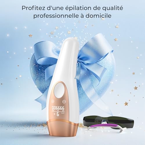 21J Pulsed Light Hair Remover, IPL Laser Epilator with Cooling Function, Home Salon, 9 Levels Laser Hair Removal for Women and Men, Armpit Body, White