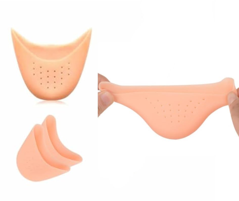 Photo 1 of 1 Pair Beige Soft Silicone Gel Pointe Ballet Dance Shoe Toe Pads Toe Protector with Breathable Hole One Size Instant Cooling and Soothing Relief Gel Blister Pads Foot Health