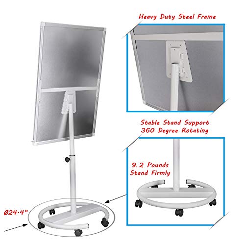 Mobile Whiteboard Standing Dry Erase Board Easel- 40x28 inches Magnetic Whiteboard with 25 Sheets Paper Pad, White - Thumbnail 3