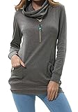 levaca Womens Clothing Long Sleeve Tunic Casual Slim Shirts Tops Deep Gray XL