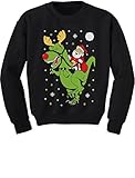 T-Rex Santa Ride Funny Ugly Christmas Sweater Toddler/Kids Sweatshirts