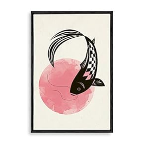 Abstract Catfish And Moon - Framed Canvas
