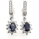 Natural 2.5ct Iolite 925 Solid Sterling Silver Earrings 25mm