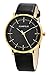 Dovoda Mens Gold Tone Watches Quartz Black Calf Leather Waterproof Wrist Watch