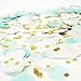 Premium 1-inch Round Tissue Paper Party Table Confetti - 50 Grams (Mint, White, Gold Mylar Flakes)