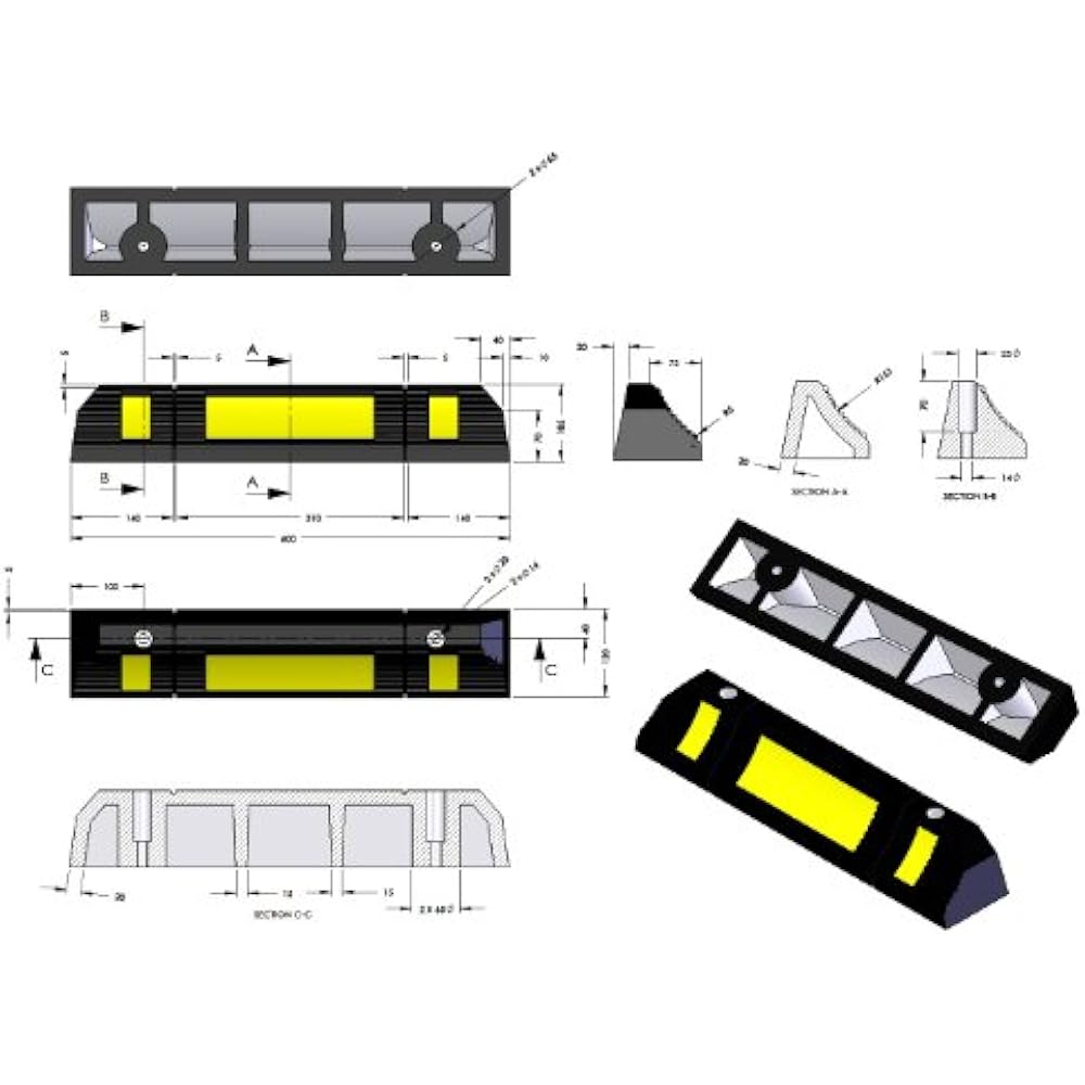 Parking Stopper For Garage Floor, Blocks Car Wheels As Aid Stops The