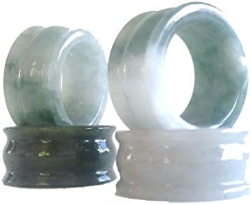 Karatgem Jewelry Green Jadeite Jade Ring 13mm Wide Thumb Ring US Size 9-10 13JRMC