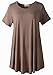 LARACE Women Short Sleeves Flare Tunic Tops for Leggings Flowy Shirt (L, Khaki)