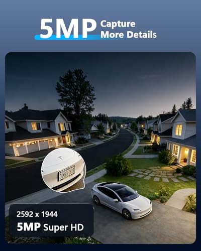 (2026 Updated) 5MP Wired Security Camera System, 8CH NVR with 8 x IP67 Outdoor Cameras, 122° Wide Angle, Free App No Monthly Fee, Remote Control, 1TB HDD, 24/7 Home Surveillance