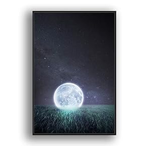 Framed Canvas Wall Art for Living Room, Bedroom Moon with Bright Canvas Prints for Modern Home Decoration Ready to Hang - 16"x24" inches