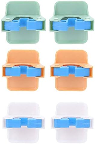 INOVERA (LABEL) Mop and Broom Holder Wall Mounted Hanger Organiser (Assorted Colour, Standard Size) -6 Pcs Set
