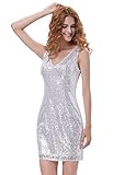 Kate Kasin Women's Sequin Bodycon Dress V-Neck Mini Party Pencil Dresses