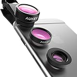 AUKEY Optic iPhone Lens, 180° Fisheye Lens + 110° Wide Angle + 10x Macro Mini Clip-on Cell Phone Camera Lenses Kit for Samsung, Android Smartphones