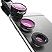 AUKEY Optic iPhone Lens, 180° Fisheye Lens + 110° Wide Angle + 10x Macro Mini Clip-on Cell Phone Camera Lenses Kit for Samsung, Android Smartphones