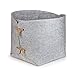 Kasefox Felt Storage Bin - Natural Tan Suede Ties - Premium Grey Felt Organizing Basket for Home, Office, Nursery, Toys, Dorm, Closet – Fits in Cube Storage Shelves - Medium
