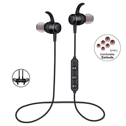 Bluetooth Headphones with Microphone Wireless Headphones in-Ear Bluetooth Earbuds Wireless Earbuds with Mic Magnetic Ear Buds Sweatproof Earphones Sports Running Gym Workout Noise Cancelling