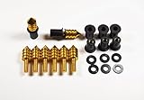 Universal Gold Spike Bolt WellNut Kit - Windscreen Replacement Kit, Replaces Windshields on Honda Kawasaki Suzuki Yamaha Ducati Triumph - 8 Bolt Set