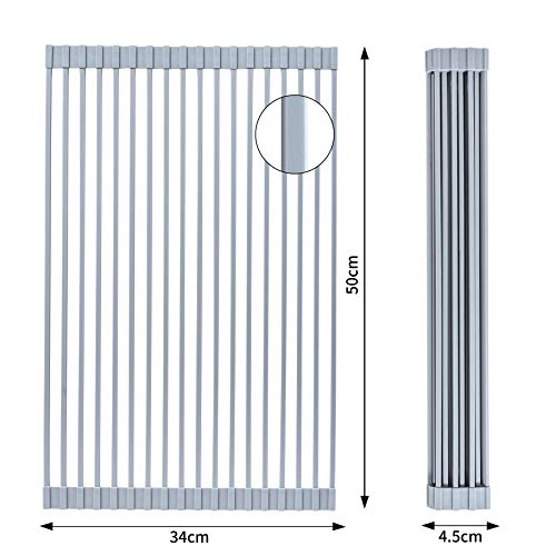 bemece Roll up Silicone Drainer Rack, 20\