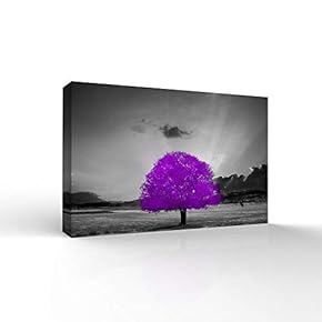 Wall26-Canvas Wall Art-Black and Purple Tree-Giclee Painting Wall Bedroom Living House Decoration Home Art - 12x18 inches
