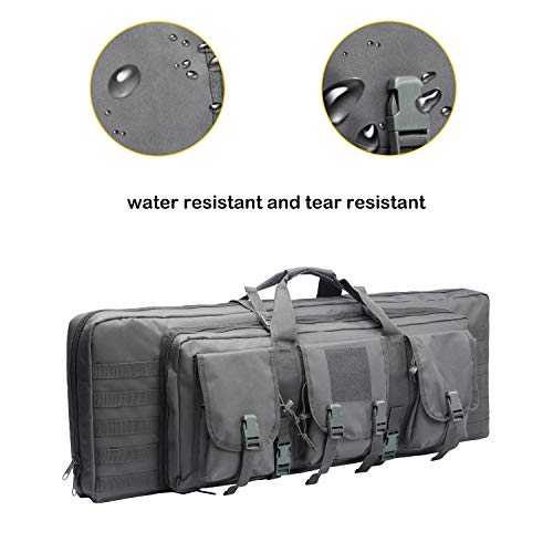 XWLSPORT AK47/AR16 Tactical Rifle Case Double Carbine Bag Outdoor Molle Deluxe Double Rifle Gun Bag Padded Long Gun Case & Rifle Storage Backpack(2 Sizes and 6 Colors to chooese from) (Grey, 42inch)