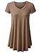 URBANCLEO Womens V-Neck Elong Tunic Top Mini T-Shirt Dress Mocha 2XLARGE