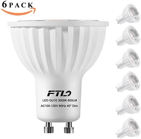 GU10 LED Bulbs,Dimmable Spot Light,3000K Warm White,7 Watt(50W 75W Halogen Bulbs Equivalent),40 Degree Beam Angle,CRI>80+,Track Lighting,Recessed Lighting,Pack of 6