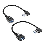 UCEC Short SuperSpeed USB 3.0 Extension Cable - A Left & Right Angle - Male to Female - Pack of 2