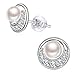 J.Rosée Jewelry Gifts Packing 925 Sterling Silver Cubic Zirconia Moon Freshwater Pearl Stud Earrings for Women