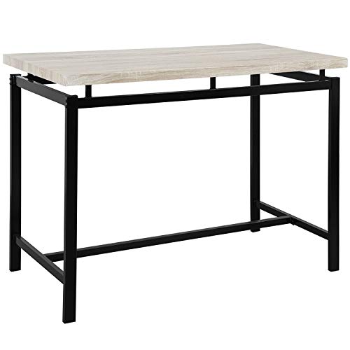Pub Table Set, Rockjame 5 Piece Counter Height Dining Table Set with 4 Chairs for The Bar, Breakfast Nook, Kitchen Room, Dining Room and Living Room (Beige)