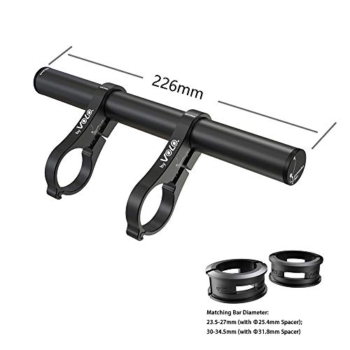 Volo Extender BAR Aluminum Bike Handlebar Extender Cycling Extension Mount Holder for Bike Mounts, GPS Service, Headlights etc (Black, 223)
