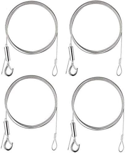 TAIANJI 4 Pcs Picture Hanging Wires with Hook Adjustable Stainless Steel Wire Ropes 1.5mm x 2m Heavy Duty Hanging Wire for Mirror Light/Lamp