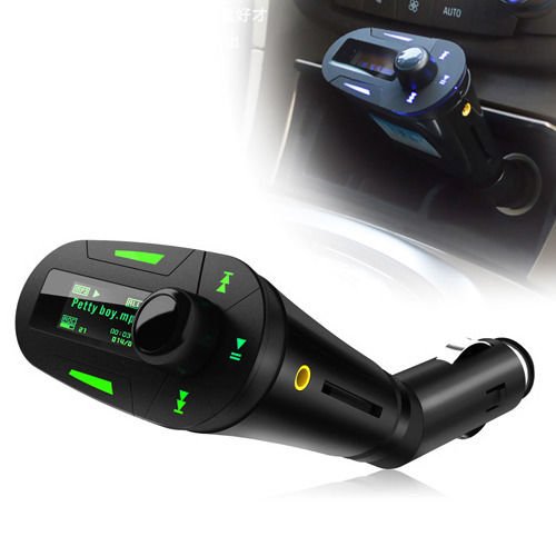 Car Kit MP3 Player Wireless FM Transmitter Music Player LCD USB SD MMC with Wireless Remote Control Green